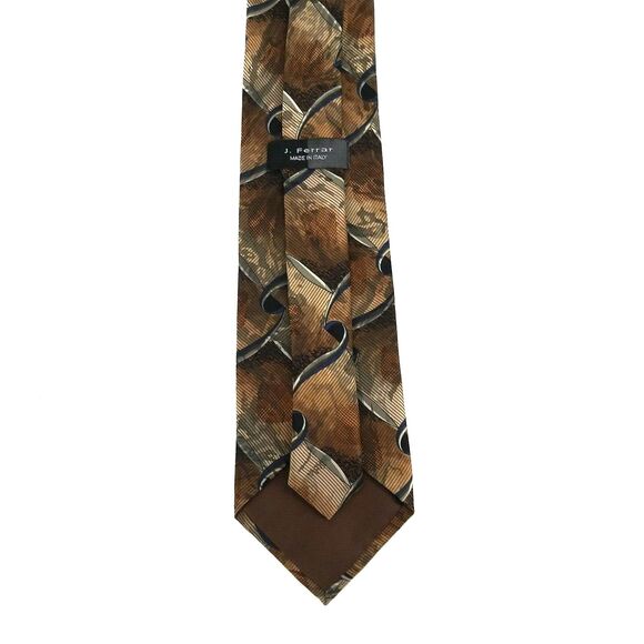 J. Ferrar Mens Necktie 100% Silk Brown Tie - 60" x 4" - Picture 7 of 9